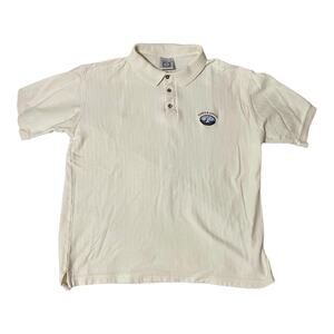 Vintage Yacht Club Polo Shirt Size Large Cream Turks Caicos Tourist Logo 80s 90s